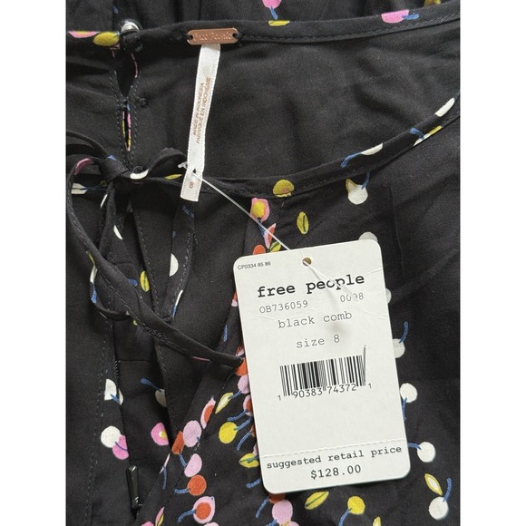 NWT Free People Coryn Mini Dress Size 8 Black Dots Boho‎ Back Cut Out Whimsigoth - Picture 4 of 8